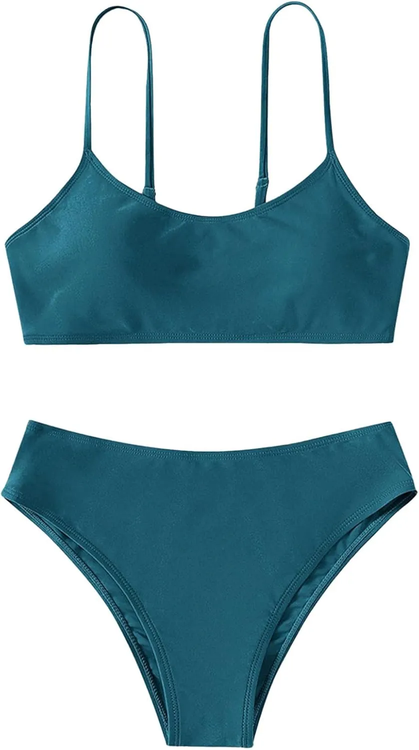 Tween Girls Swimsuit 2 Piece, River Bathing Suits Beach Vacation Quick Dry Bikini Tankini Sets with Swimming Briefs