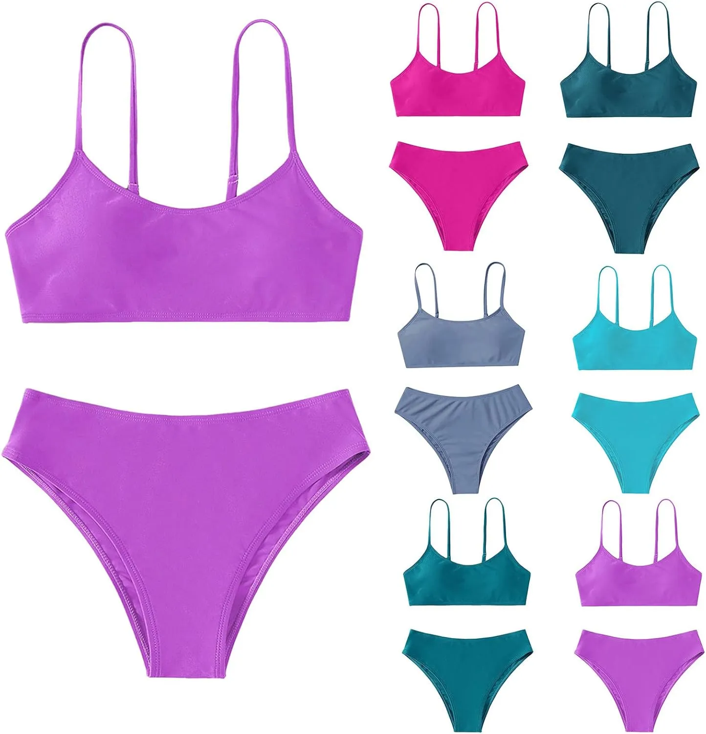 Tween Girls Swimsuit 2 Piece, River Bathing Suits Beach Vacation Quick Dry Bikini Tankini Sets with Swimming Briefs