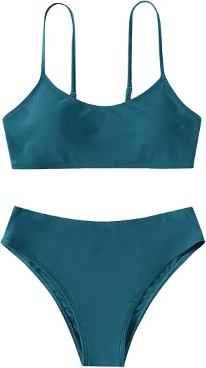 Tween Girls Swimsuit 2 Piece, River Bathing Suits Beach Vacation Quick Dry Bikini Tankini Sets with Swimming Briefs