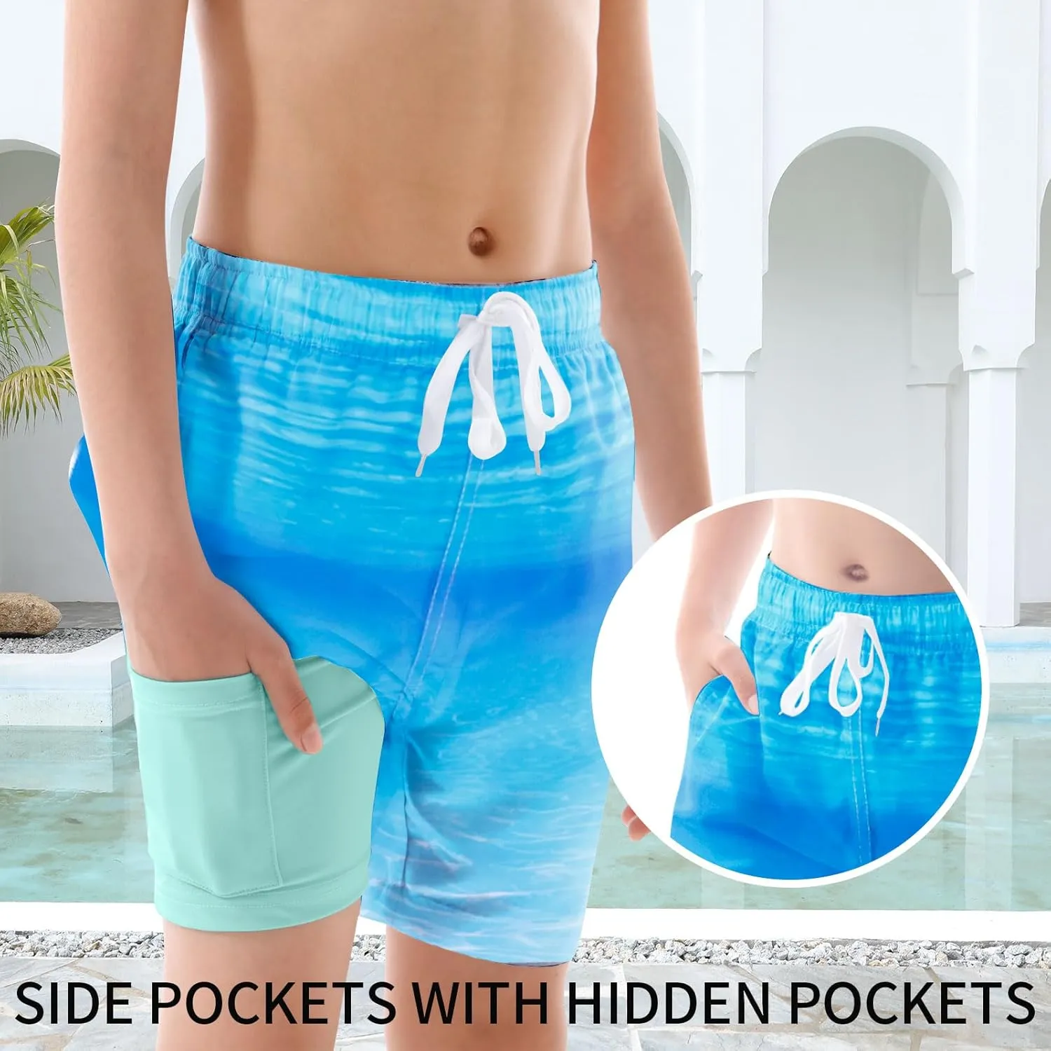 UNICOMIDEA Boys Swim Trunks Compression Liner Swimming Shorts Quick Dry Boxer Brief Swimwear 7-20 Years Bathing Suit