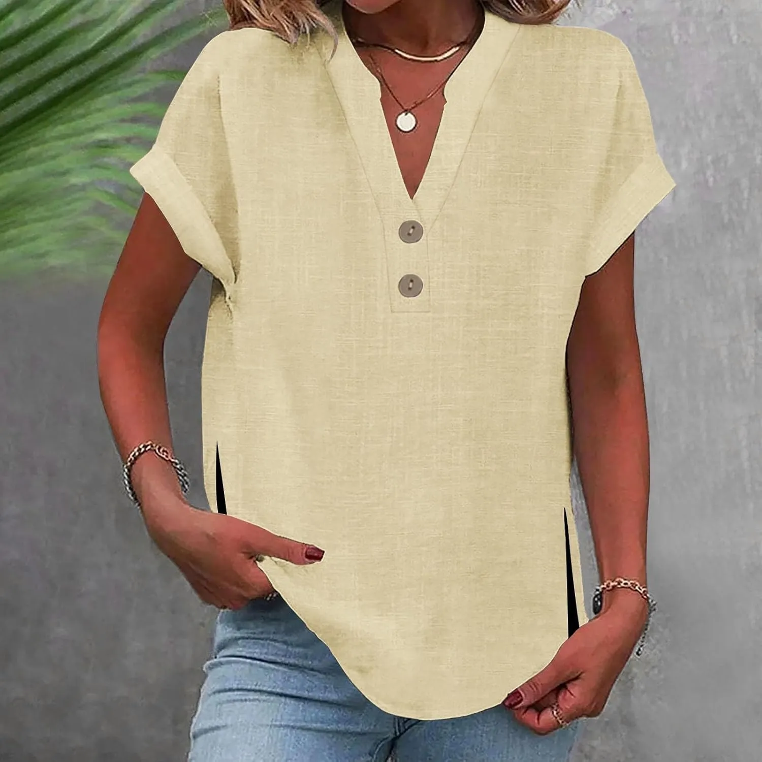 Walking Trendy Short Sleeve Top Female Plus Size Summers Solid Color T Shirt Loose