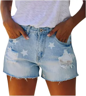 White Denim Shorts for Women High Waisted Casual Solid Stretchy Vintage Shorts Jeans with Pockets Raw Hem Hot Short Pants Summer Shorts for Women