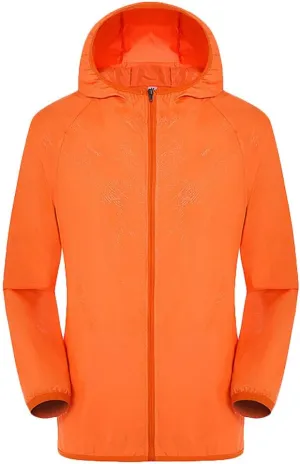 Windbreaker Men, Lightweight Hoodie Packable Waterproof Rain Coat Breathable Full Zip Hiking Outdoor Quick Dry Shirt