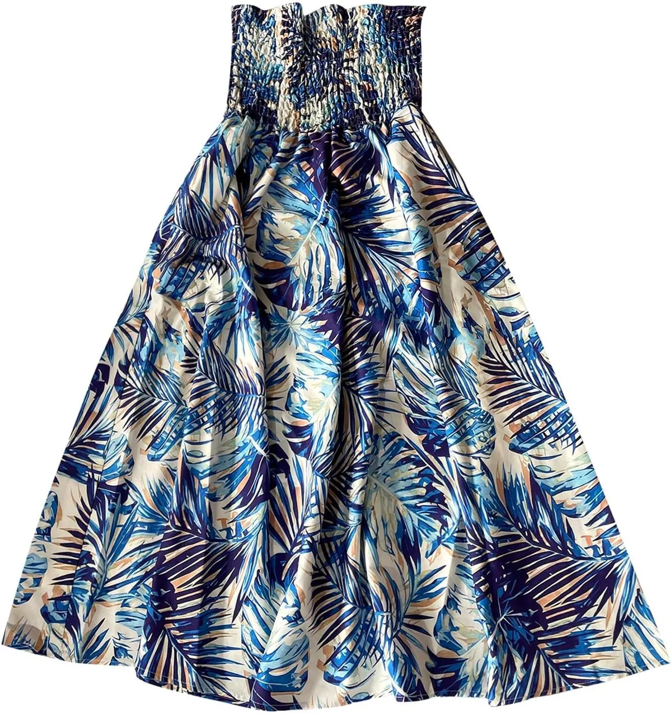 Women 2024 Summer Spring Floral Ethnic Long Skirts Casual Elastic High Waist Pleated Swing A Line Boho Beach Maxi Skirt