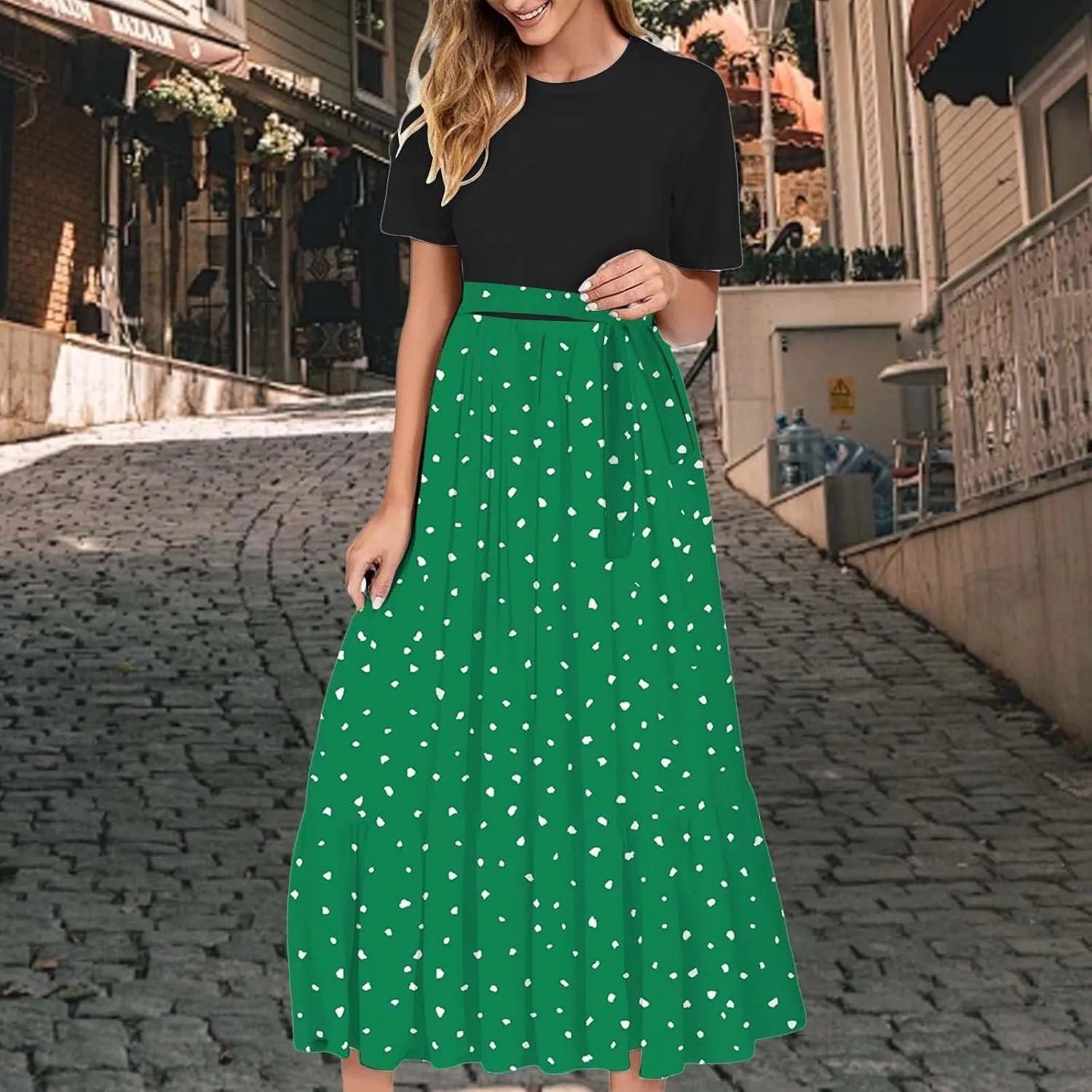 Women 2025 Summer Dresses Short Sleeve Ribbed Teacher Church Modest Business Casual Work Outfits Midi Dress
