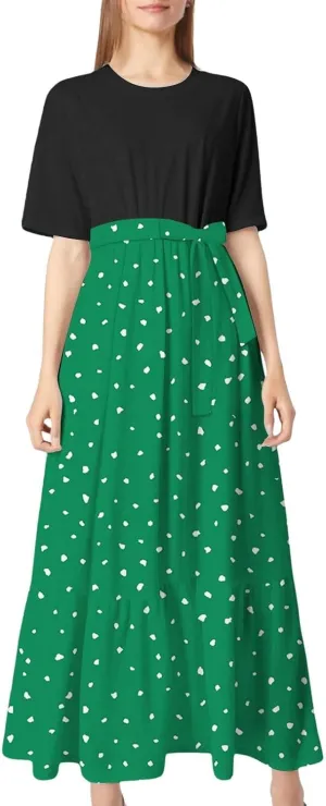 Women 2025 Summer Dresses Short Sleeve Ribbed Teacher Church Modest Business Casual Work Outfits Midi Dress