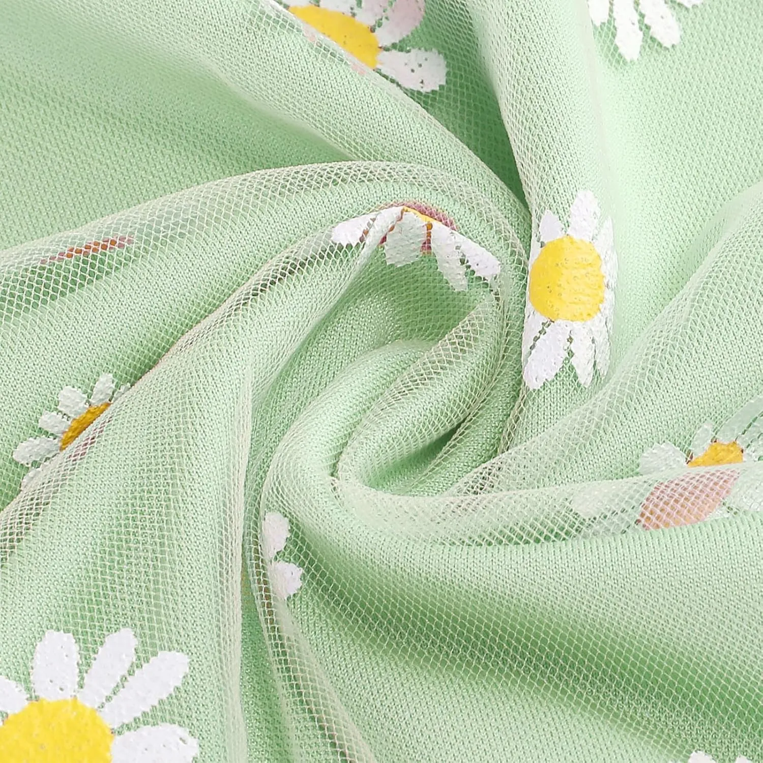 Women Daisy Embroidered Skirts Floral Mesh Casual Elastic High Waist Long Skirts Flower Swing A Line Skirts 2025