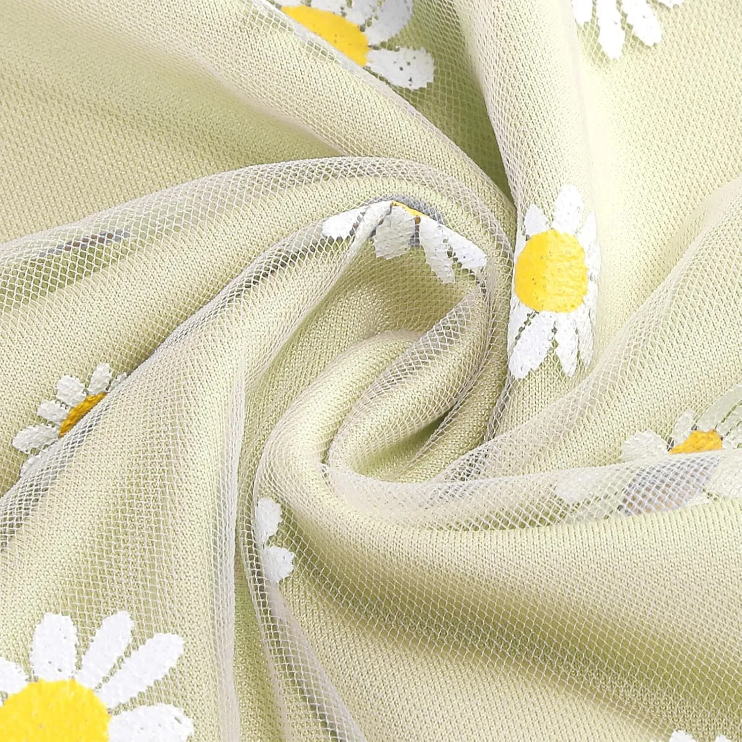Women Daisy Embroidered Skirts Floral Mesh Casual Elastic High Waist Long Skirts Flower Swing A Line Skirts 2025