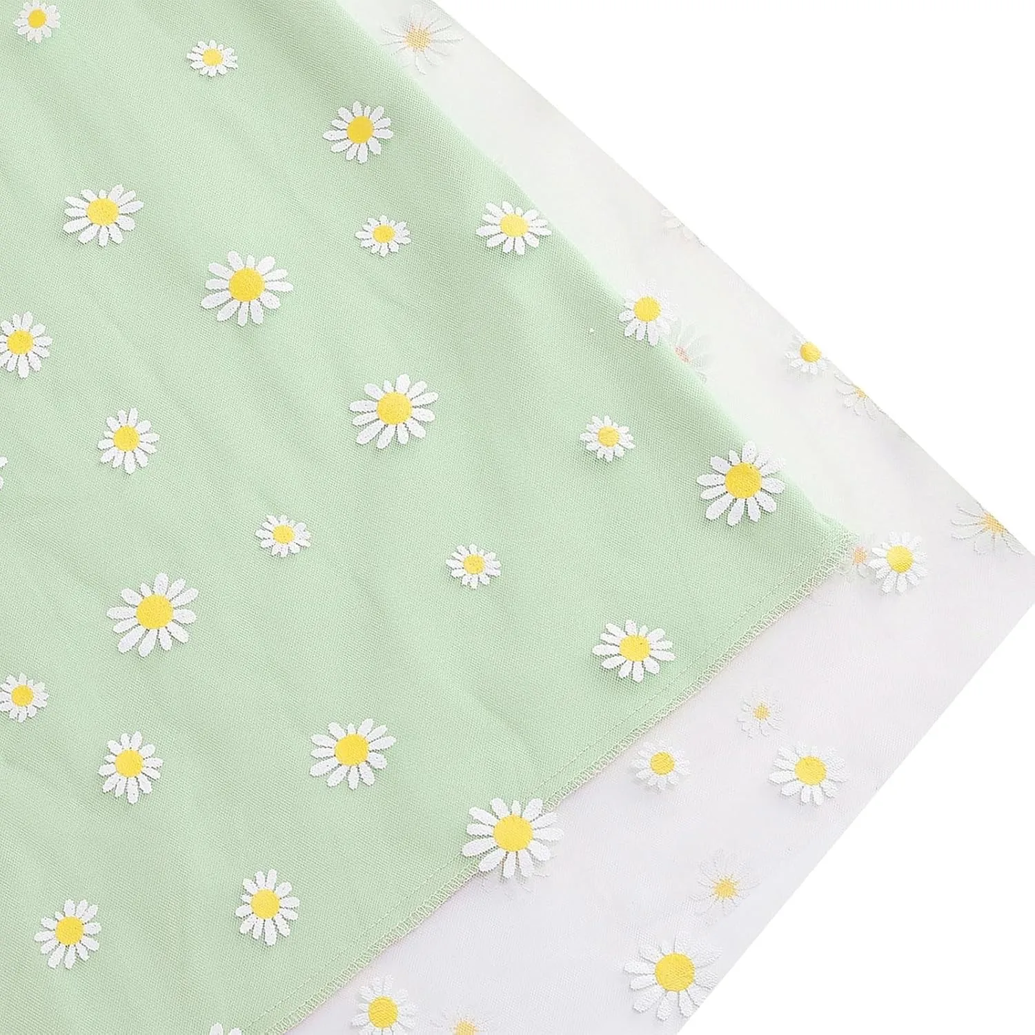 Women Daisy Embroidered Skirts Floral Mesh Casual Elastic High Waist Long Skirts Flower Swing A Line Skirts 2025