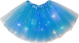 Women Light Up Tutu Skirt Stars Glow Tutus Layered Ballet Led Tulle Skirts for Halloween Party Costume