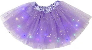 Women Light Up Tutu Skirt Stars Glow Tutus Layered Ballet Led Tulle Skirts for Halloween Party Costume