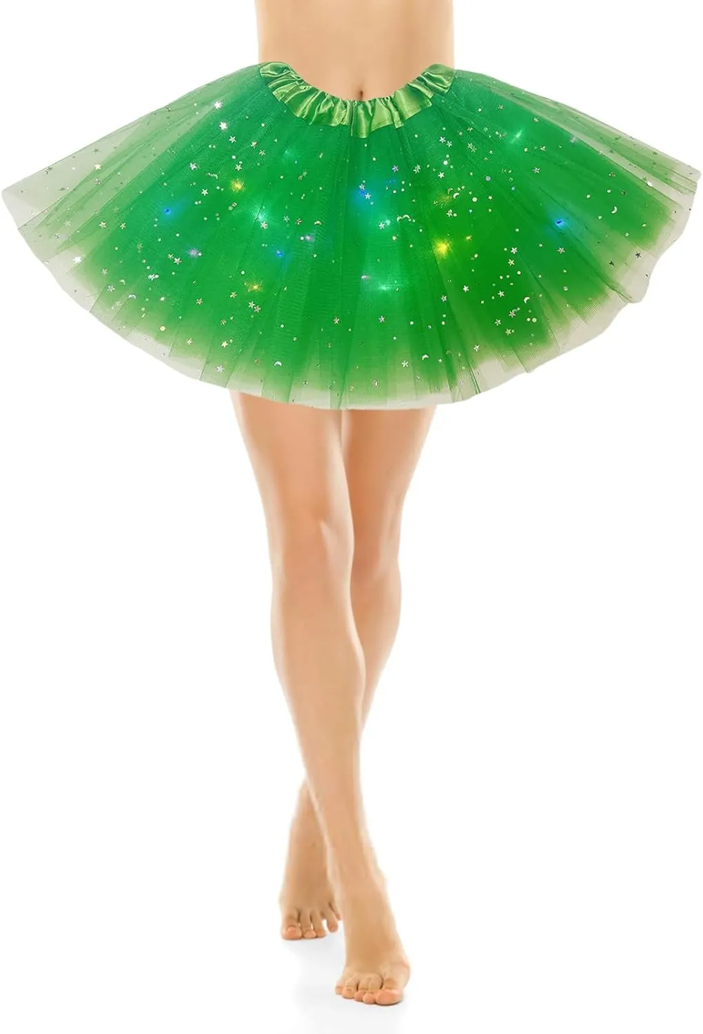 Women Light Up Tutu Skirt Stars Glow Tutus Layered Ballet Led Tulle Skirts for Halloween Party Costume