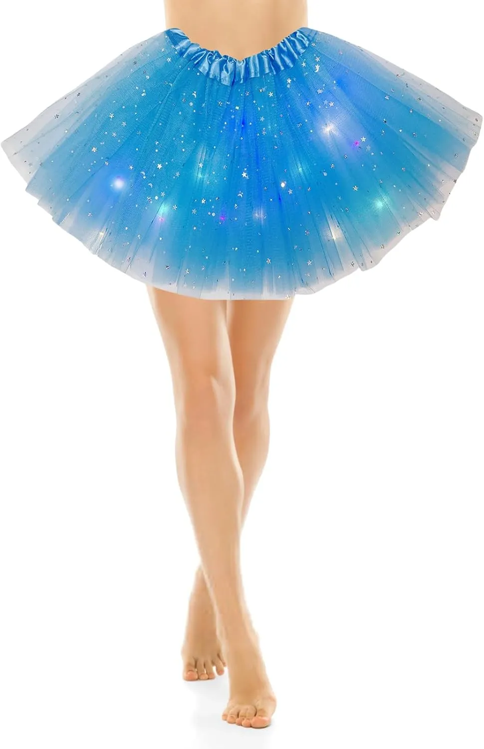 Women Light Up Tutu Skirt Stars Glow Tutus Layered Ballet Led Tulle Skirts for Halloween Party Costume