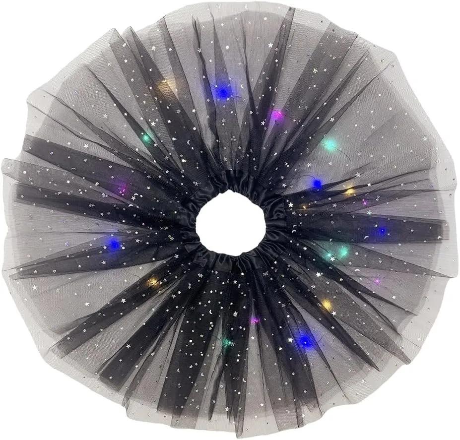Women Light Up Tutu Skirt Stars Glow Tutus Layered Ballet Led Tulle Skirts for Halloween Party Costume
