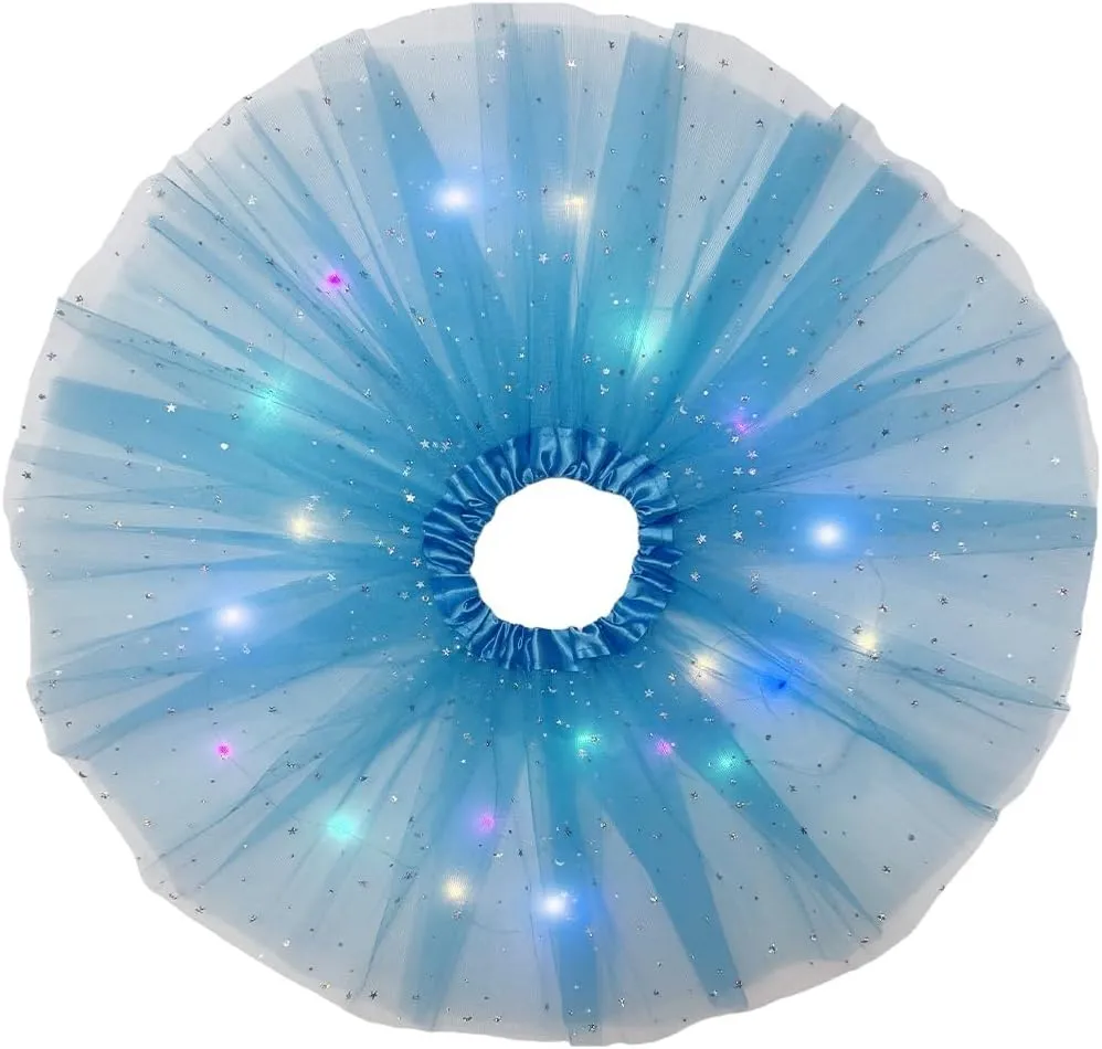 Women Light Up Tutu Skirt Stars Glow Tutus Layered Ballet Led Tulle Skirts for Halloween Party Costume