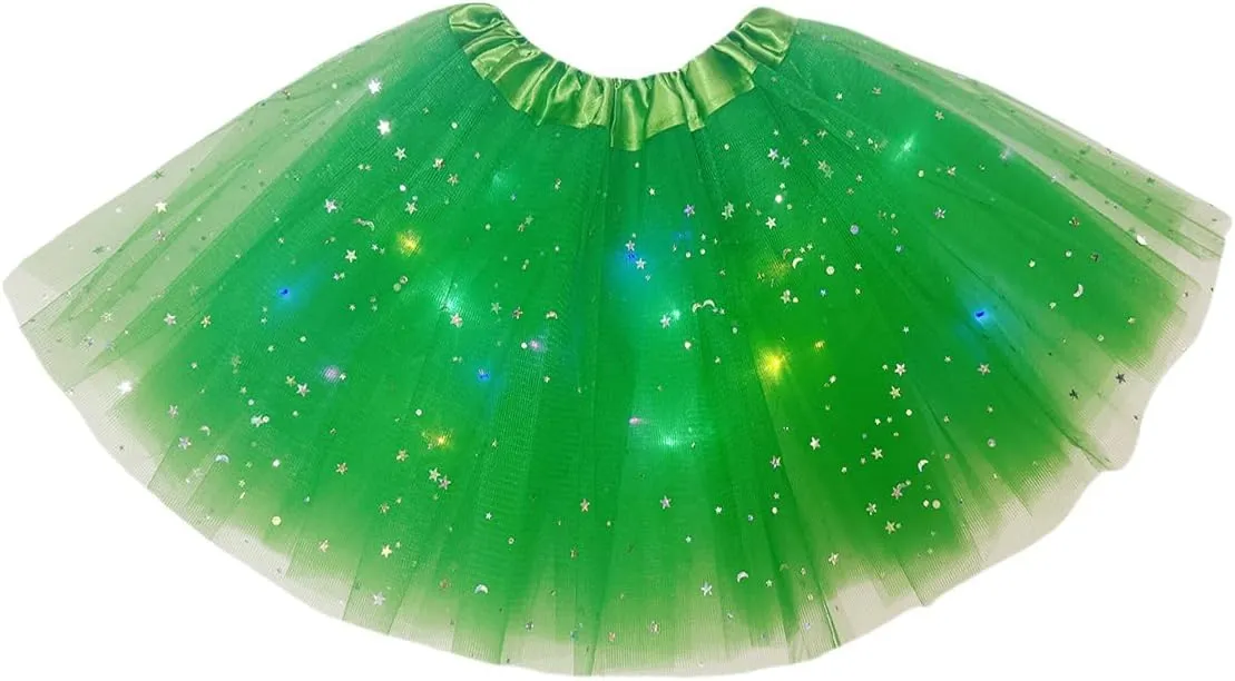 Women Light Up Tutu Skirt Stars Glow Tutus Layered Ballet Led Tulle Skirts for Halloween Party Costume