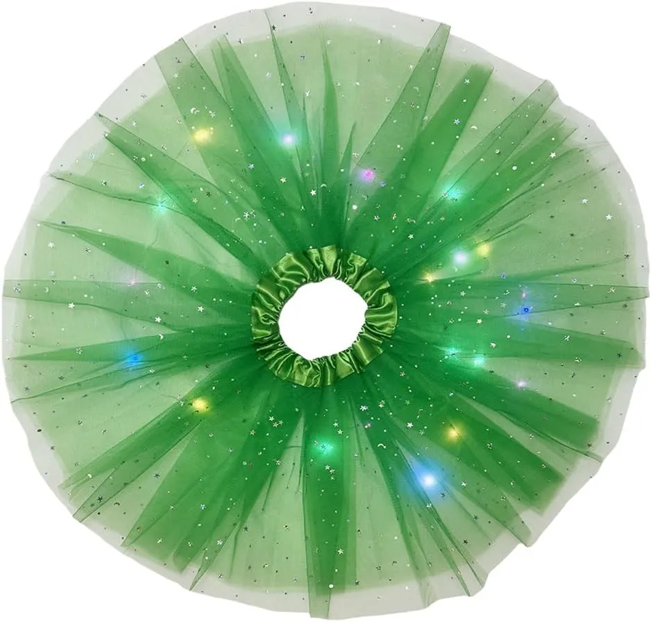 Women Light Up Tutu Skirt Stars Glow Tutus Layered Ballet Led Tulle Skirts for Halloween Party Costume