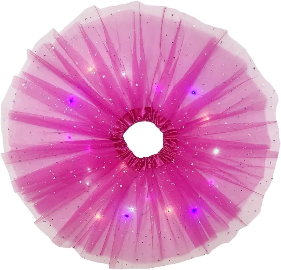Women Light Up Tutu Skirt Stars Glow Tutus Layered Ballet Led Tulle Skirts for Halloween Party Costume
