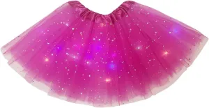 Women Light Up Tutu Skirt Stars Glow Tutus Layered Ballet Led Tulle Skirts for Halloween Party Costume