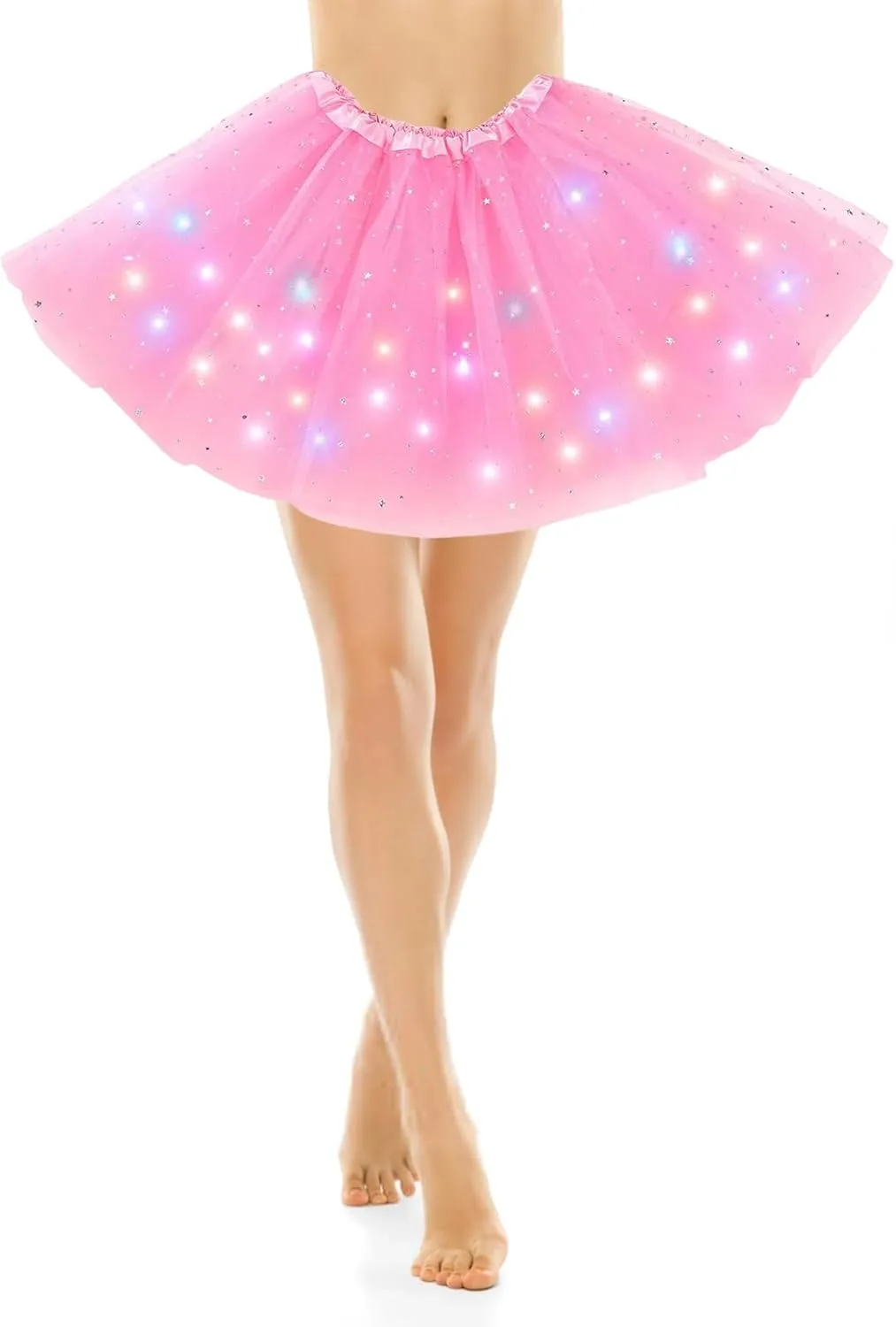 Women Light Up Tutu Skirt Stars Glow Tutus Layered Ballet Led Tulle Skirts for Halloween Party Costume