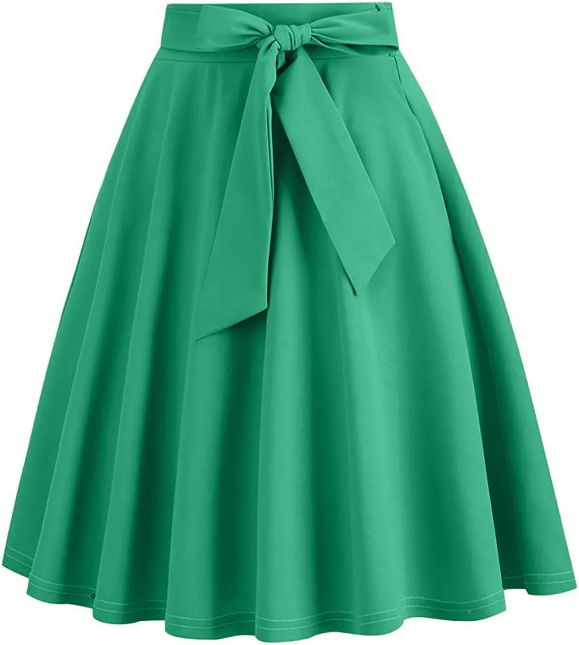 Women Retro Skirt 50s Vintage Hepburn Style High Waist Flared A-Line Skirts Rockabilly Midi Swing Skirt with Pocket