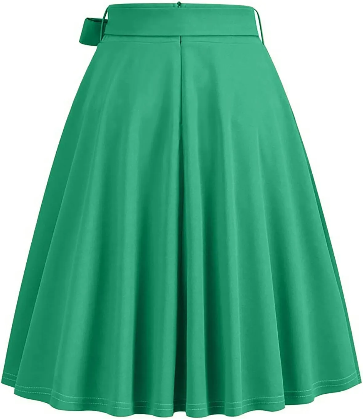 Women Retro Skirt 50s Vintage Hepburn Style High Waist Flared A-Line Skirts Rockabilly Midi Swing Skirt with Pocket