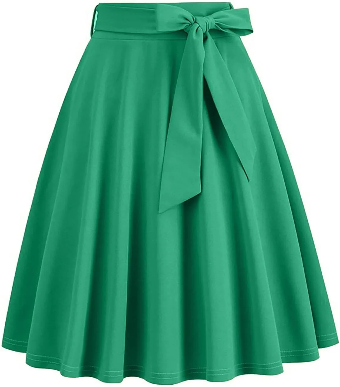 Women Retro Skirt 50s Vintage Hepburn Style High Waist Flared A-Line Skirts Rockabilly Midi Swing Skirt with Pocket