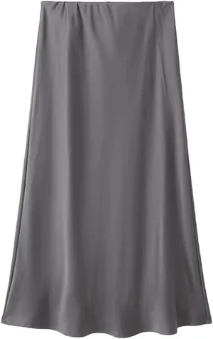 Women Satin Skirt Summer Midi Skirt Office Elegant Women's Skirts High Waist Long Skirts