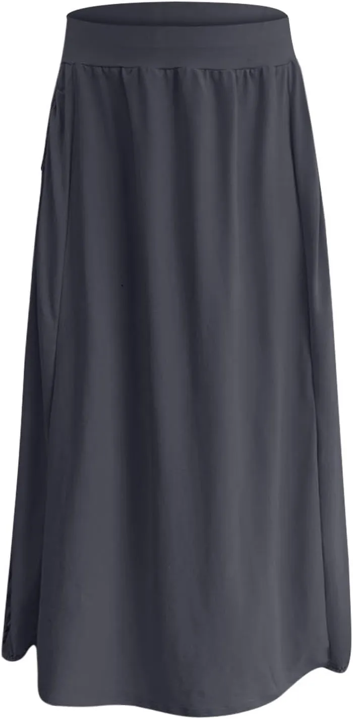 Women Summer Skirts with Pockets High Waist Casual Skirts Long Vacation Skirts Beach Boho Skirt Maxi Bubble Skirts