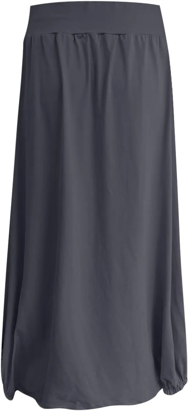 Women Summer Skirts with Pockets High Waist Casual Skirts Long Vacation Skirts Beach Boho Skirt Maxi Bubble Skirts