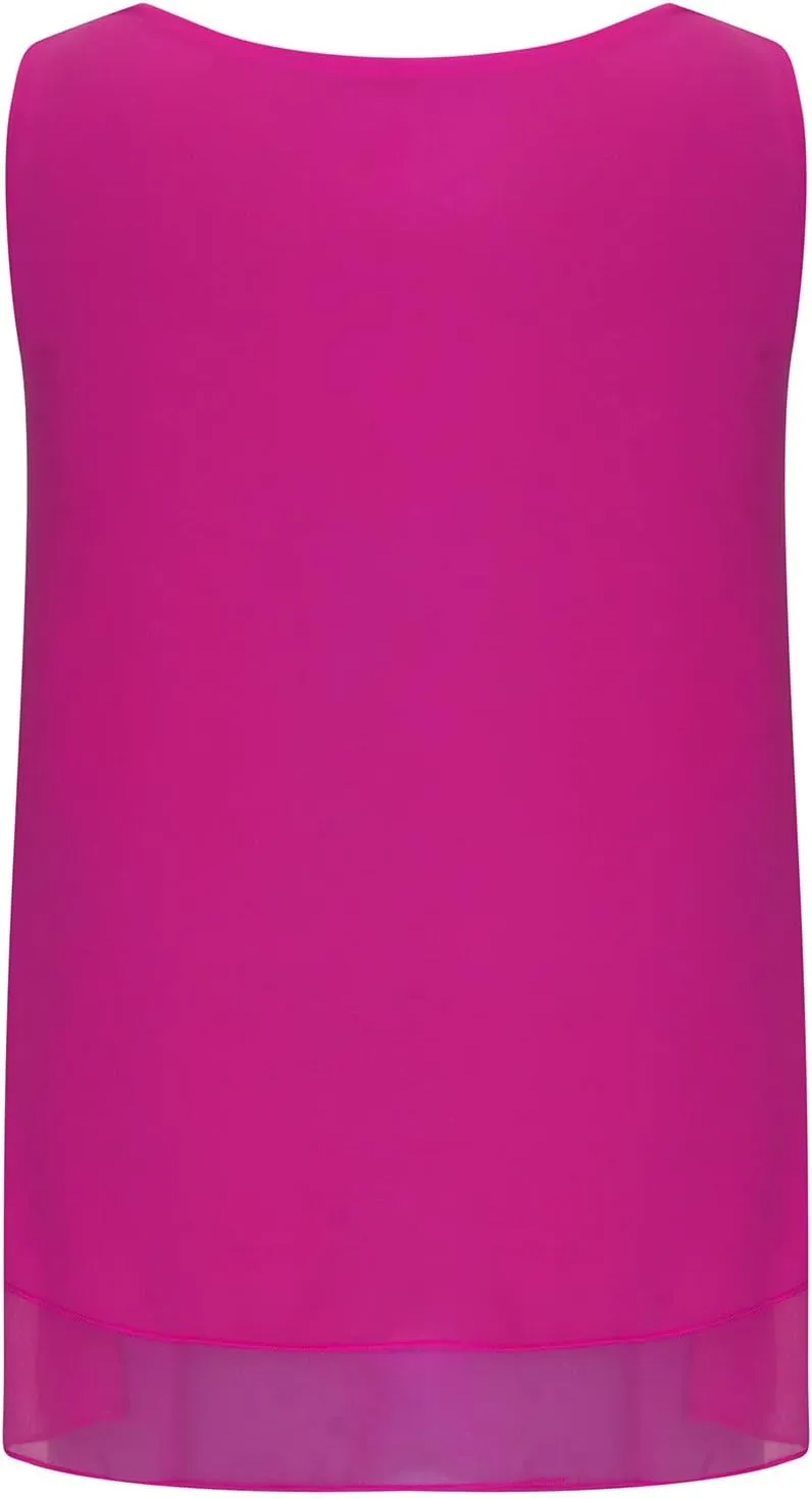 Women Tank Tops Dressy Sleeveless Solid Color Double Layers Chiffon Camisole Casual Summer Vacation Loose Casual Top