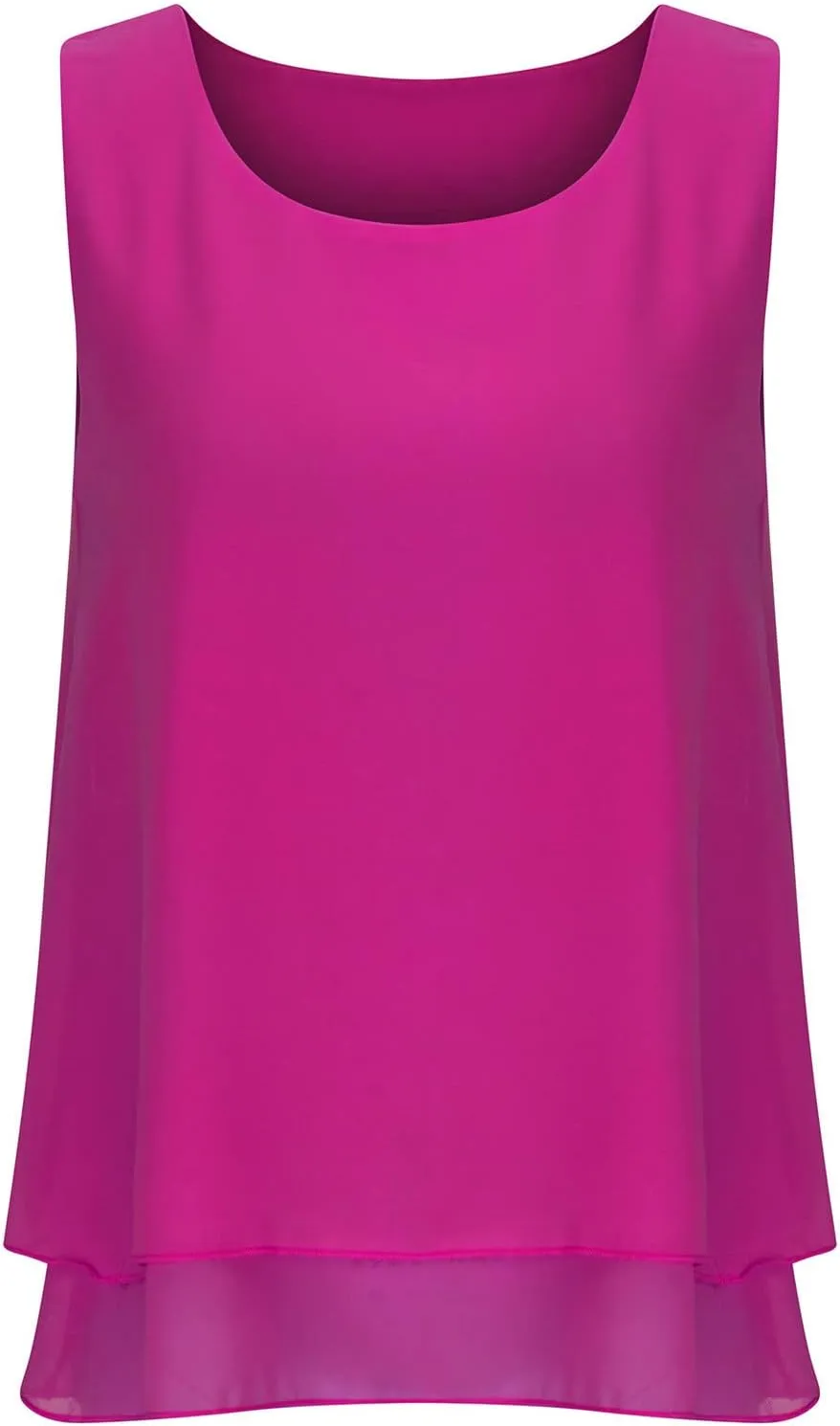 Women Tank Tops Dressy Sleeveless Solid Color Double Layers Chiffon Camisole Casual Summer Vacation Loose Casual Top