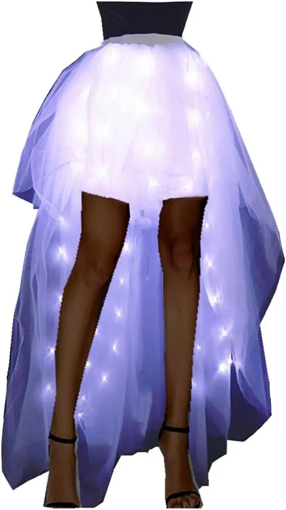 Women Tulle Tutu Skirts Adult A Line Rave Outfit Skirt LED Light Up Costumes Halloween¡­