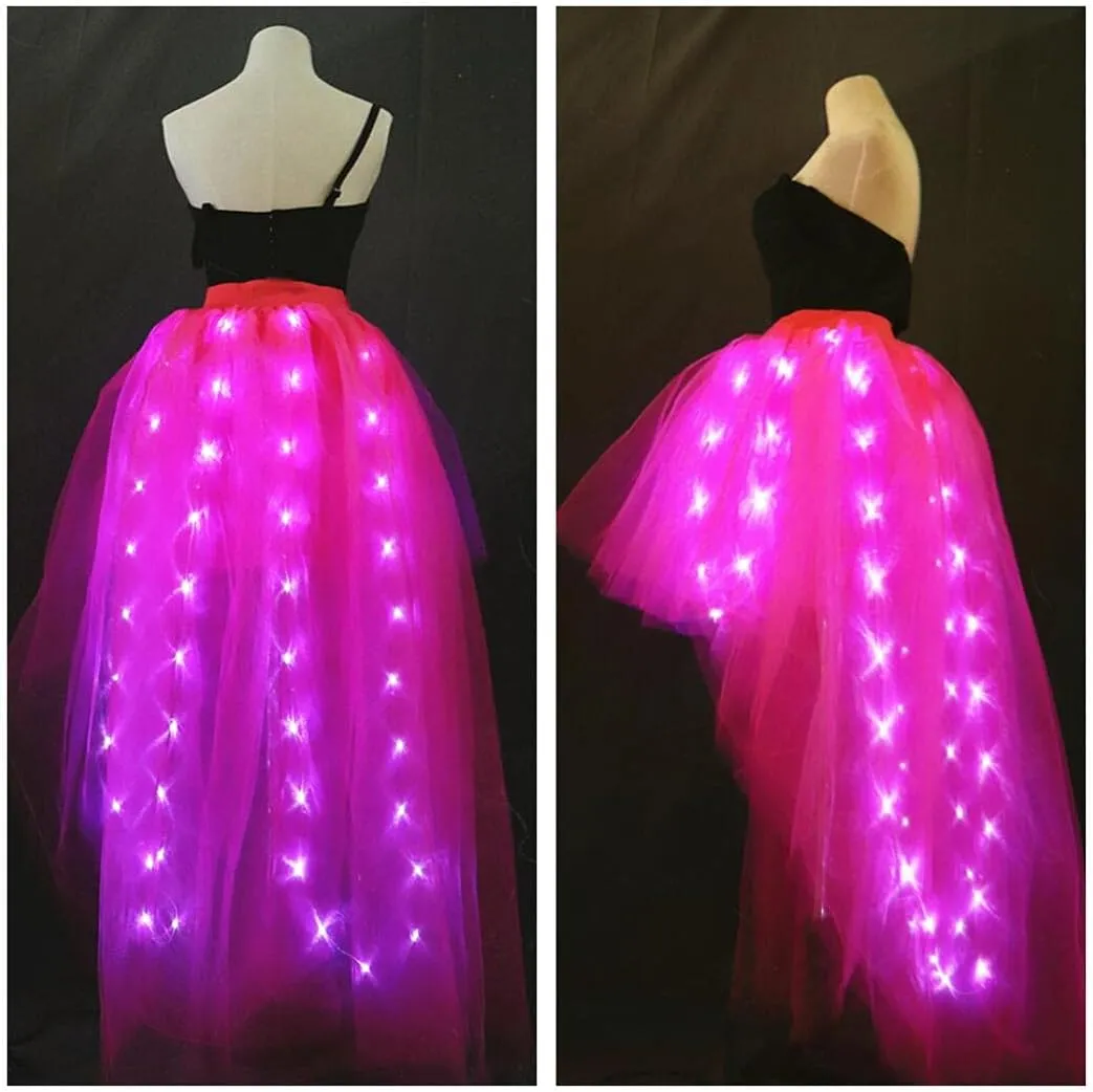 Women Tulle Tutu Skirts Adult A Line Rave Outfit Skirt LED Light Up Costumes Halloween¡­
