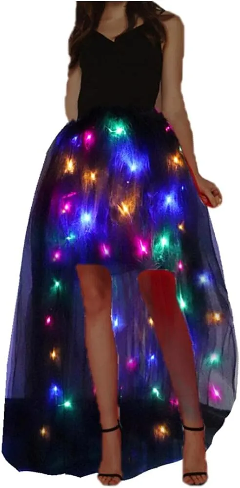 Women Tulle Tutu Skirts Adult A Line Rave Outfit Skirt LED Light Up Costumes Halloween¡­