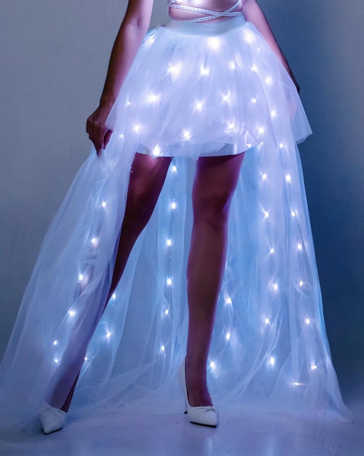 Women Tulle Tutu Skirts Adult A Line Rave Outfit Skirt LED Light Up Costumes Halloween¡­