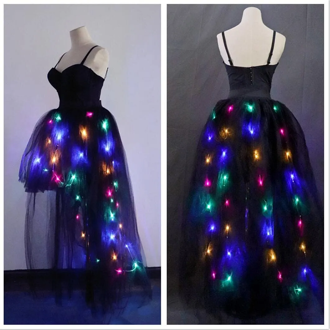 Women Tulle Tutu Skirts Adult A Line Rave Outfit Skirt LED Light Up Costumes Halloween¡­
