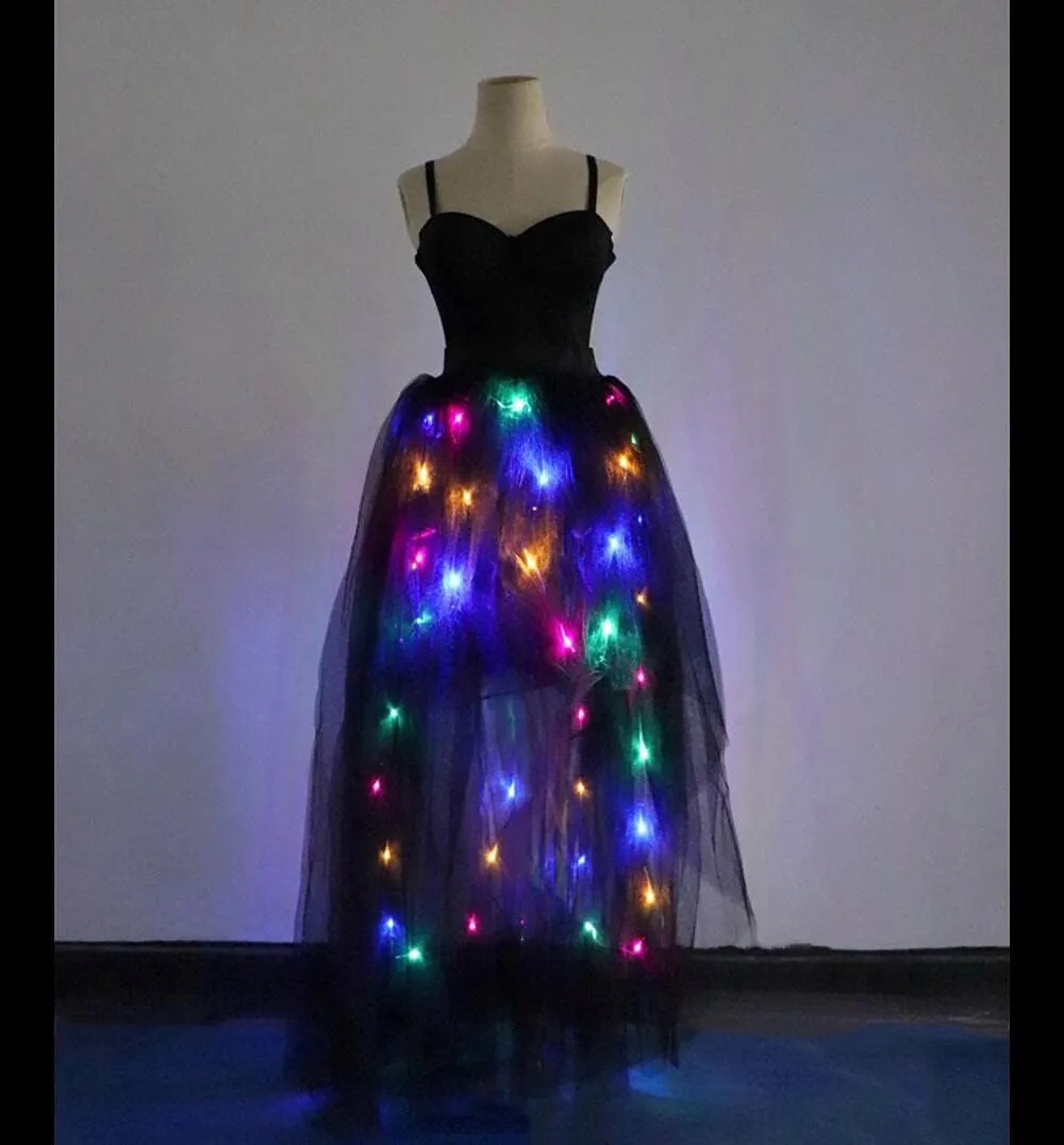 Women Tulle Tutu Skirts Adult A Line Rave Outfit Skirt LED Light Up Costumes Halloween¡­