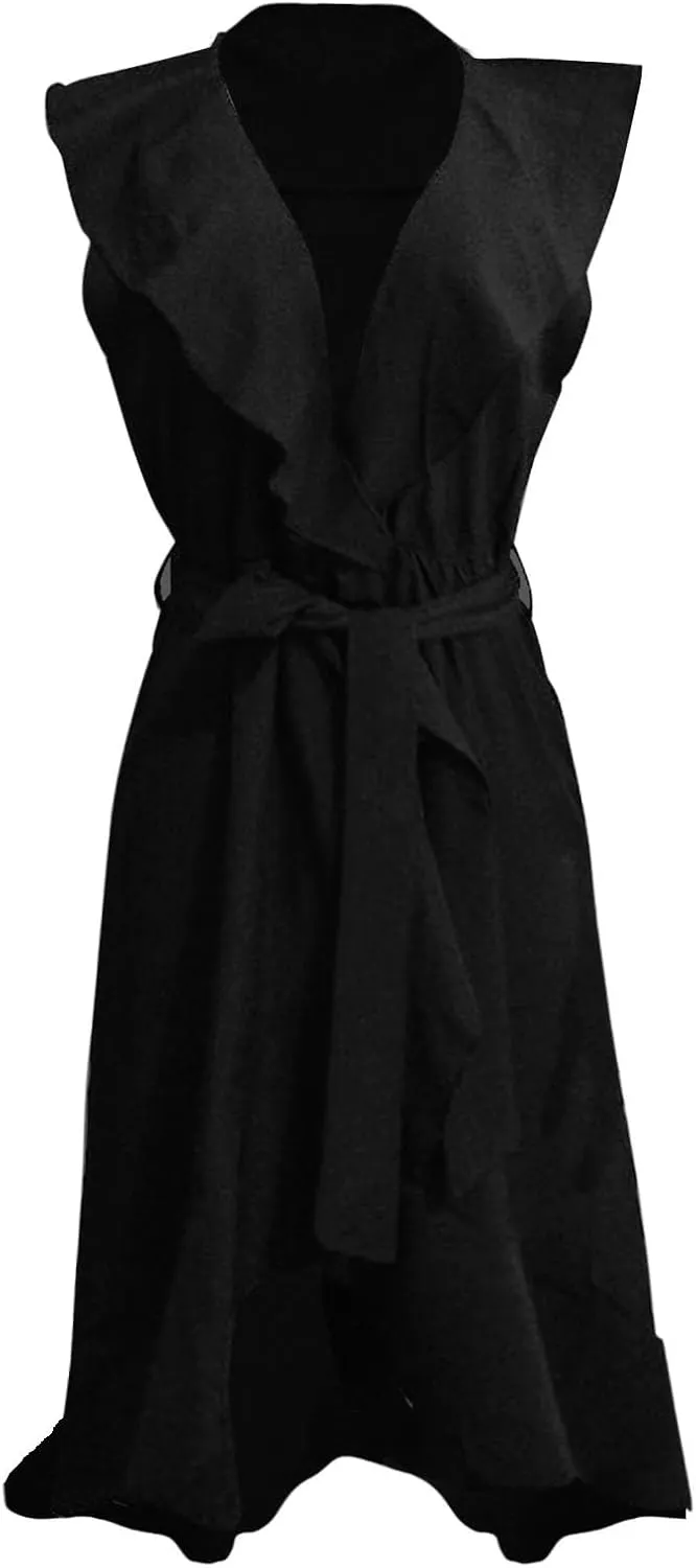 Women's 2025 Summer Wrap Midi Dress Casual Boho Deep V Neck Short Sleeve Ruffle Hem Split Beach Elegance Long Dresses