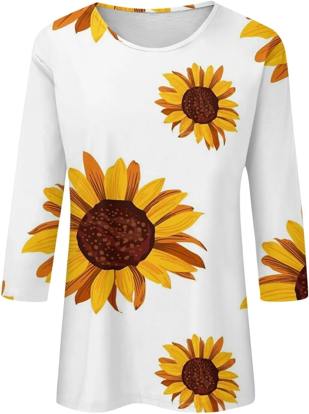 Womens 3/4 Length Sleeve Summer Shirts Floral Boho Blouses Tshirts Trendy Dressy Casual Tops Vacation 2024 Clothing