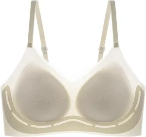 Womens Anti Sagging Bras Ice Silk Breathable Comfort Seamless Push Up Bras for Older Women Wireless Sports Underwear
