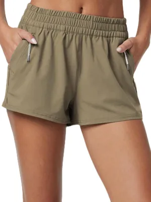 Women's Athletic Shorts Running Shorts Pocket Sporty Short Gym Elastic Workout Shorts