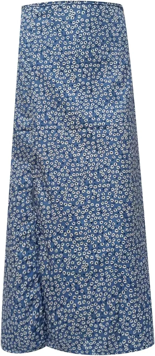 Women's Boho Floral Dresses 2025 Spring Summer Flowy Casual Dress Trendy High Waist A Line Split Midi Skirt