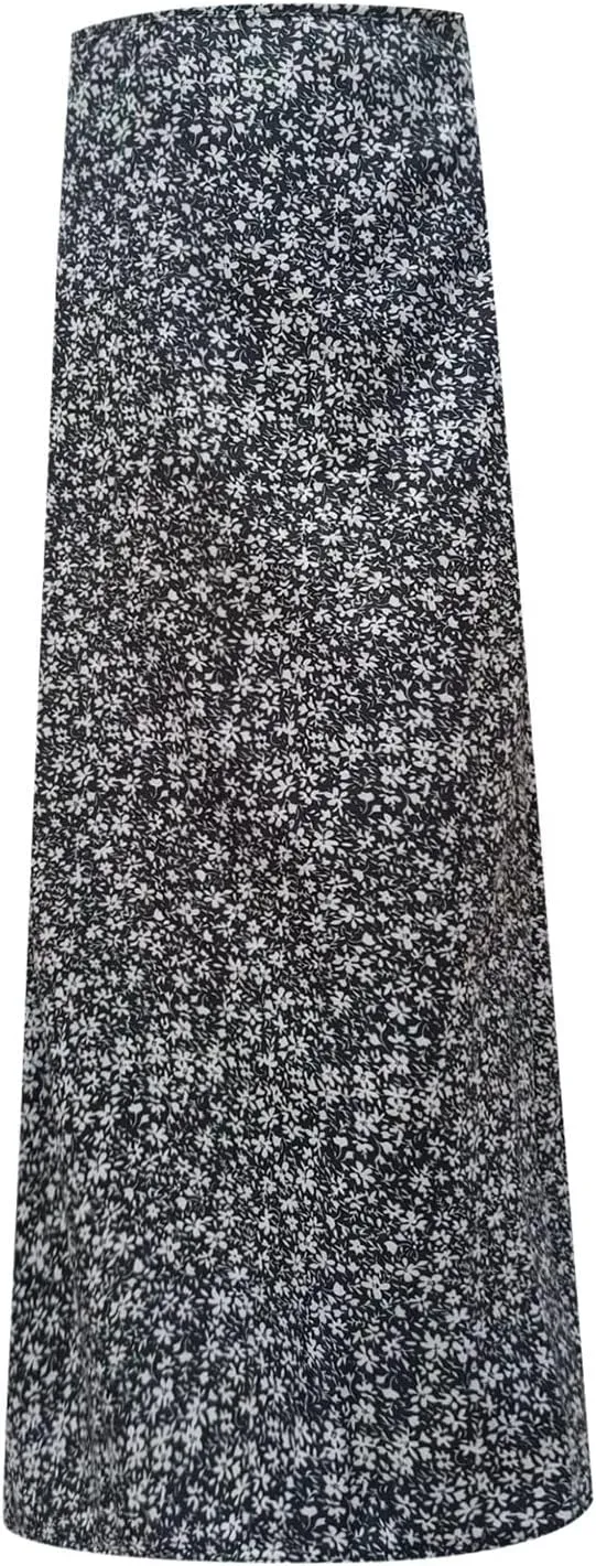 Women's Boho Floral Dresses 2025 Spring Summer Flowy Casual Dress Trendy High Waist A Line Split Midi Skirt