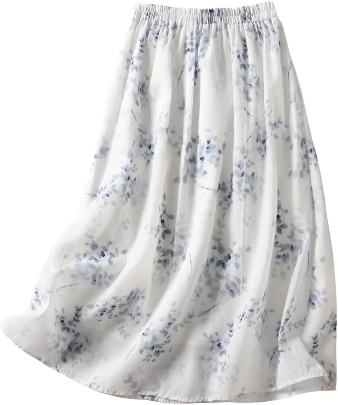 Women's Boho Floral Dresses 2025 Spring Summer Lightweight Flowy Casual Dress Trendy High Waist A Line Midi Skirt