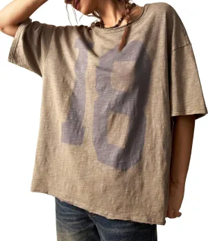 Women’s Cotton Oversized Graphic Print T Shirts Short Sleeve Crewneck Number 18 Tees 2025 Summer Casual Loose Fit Tops