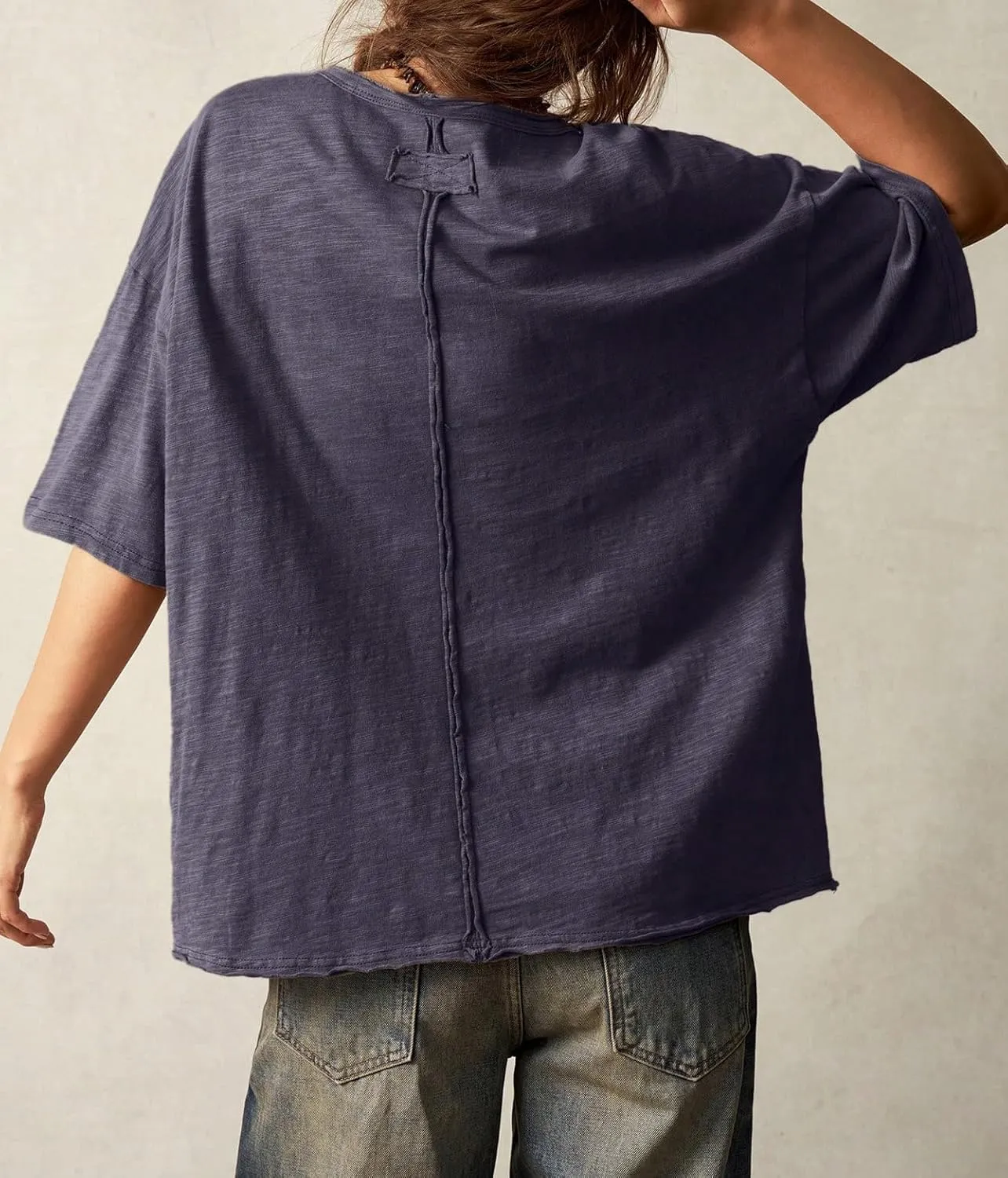 Women’s Cotton Oversized Graphic Print T Shirts Short Sleeve Crewneck Number 18 Tees 2025 Summer Casual Loose Fit Tops