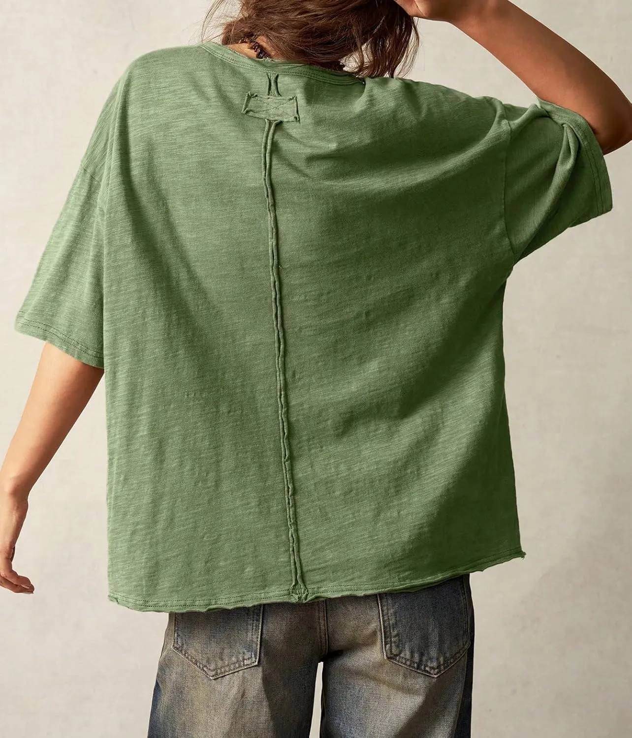 Women’s Cotton Oversized Graphic Print T Shirts Short Sleeve Crewneck Number 18 Tees 2025 Summer Casual Loose Fit Tops