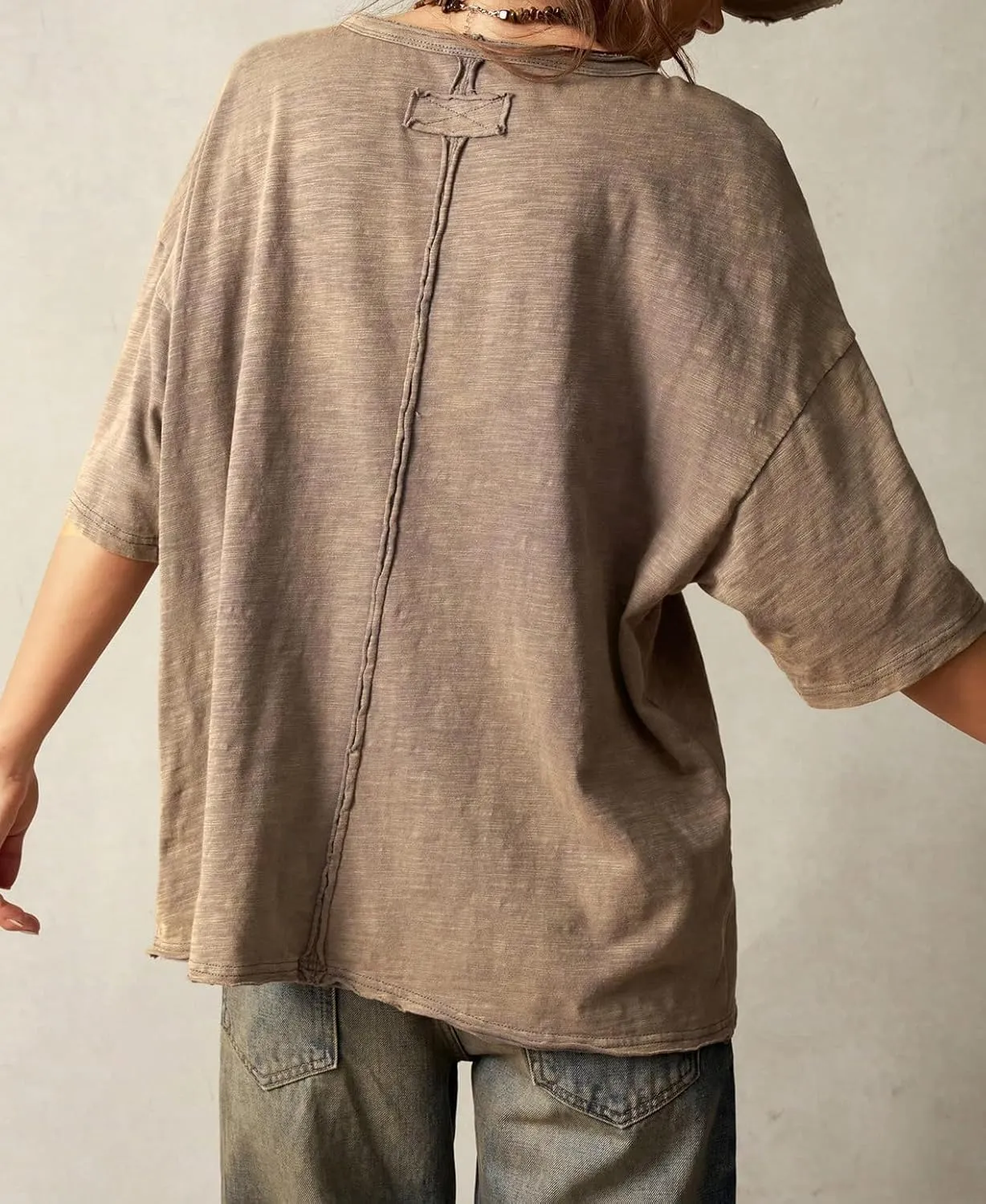Women’s Cotton Oversized Graphic Print T Shirts Short Sleeve Crewneck Number 18 Tees 2025 Summer Casual Loose Fit Tops
