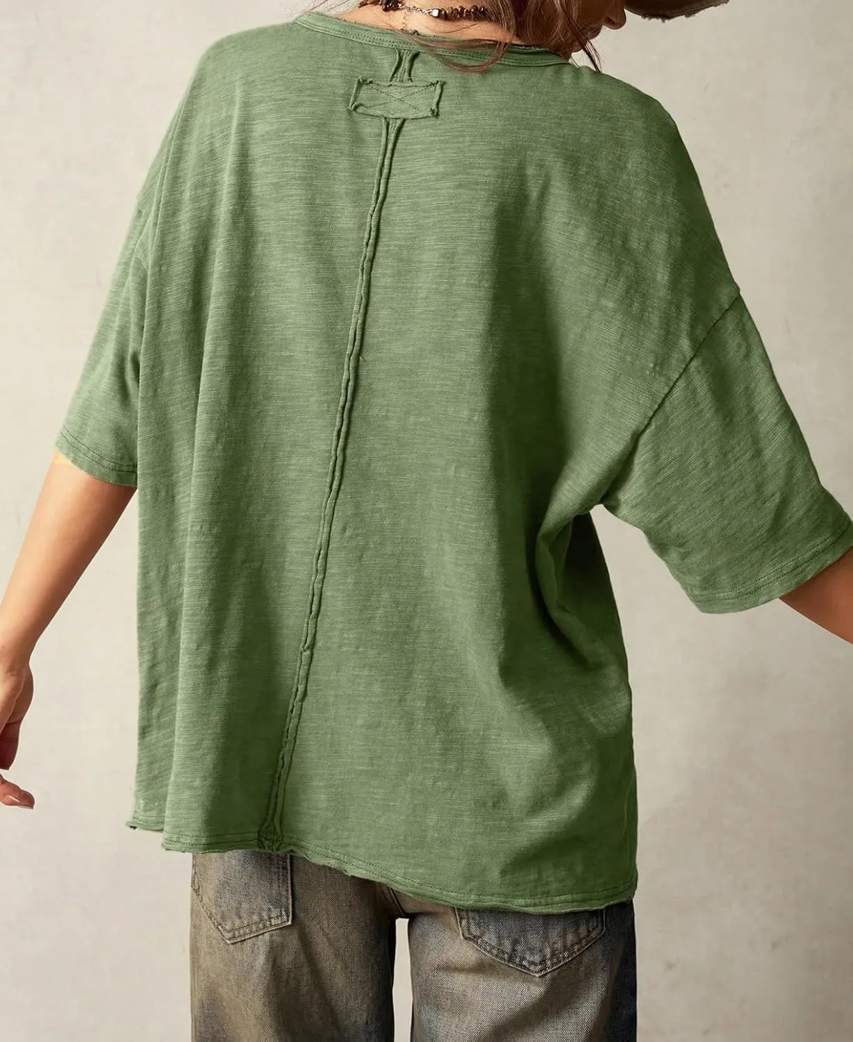 Women’s Cotton Oversized Graphic Print T Shirts Short Sleeve Crewneck Number 18 Tees 2025 Summer Casual Loose Fit Tops